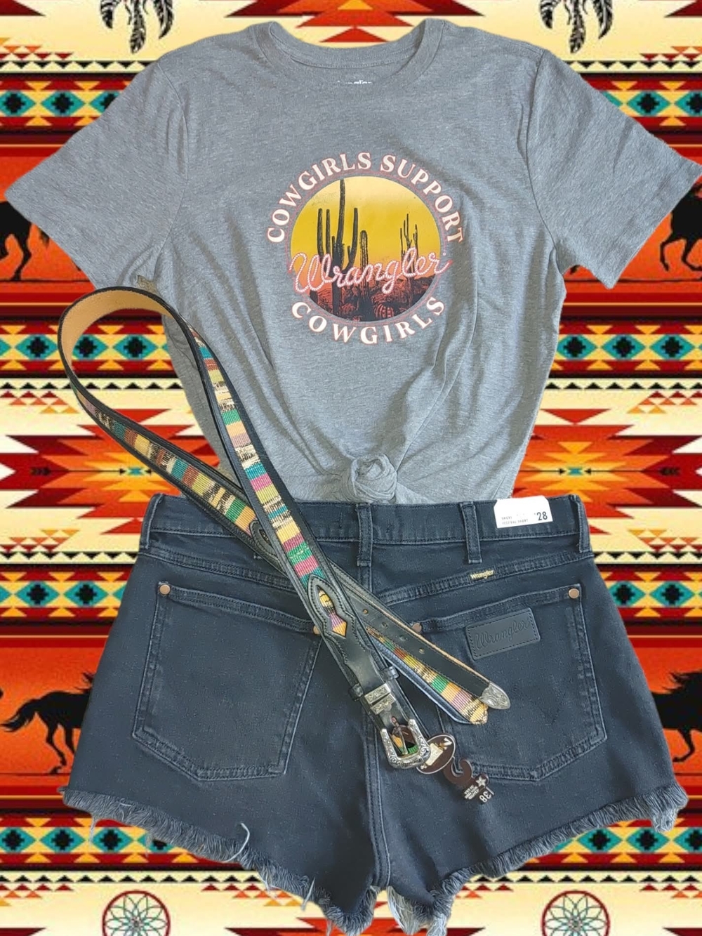Wrangler Gray Graphic Cowgirls Support Cowgirls Tee